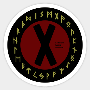 Red Gebo Elder Futhark Rune Symbols Sticker